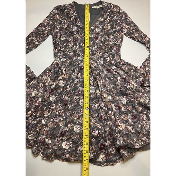 Rewind Junior Small Floral Dress Full Skirt Sheer Sleeves Lined - Picture 4 of 9